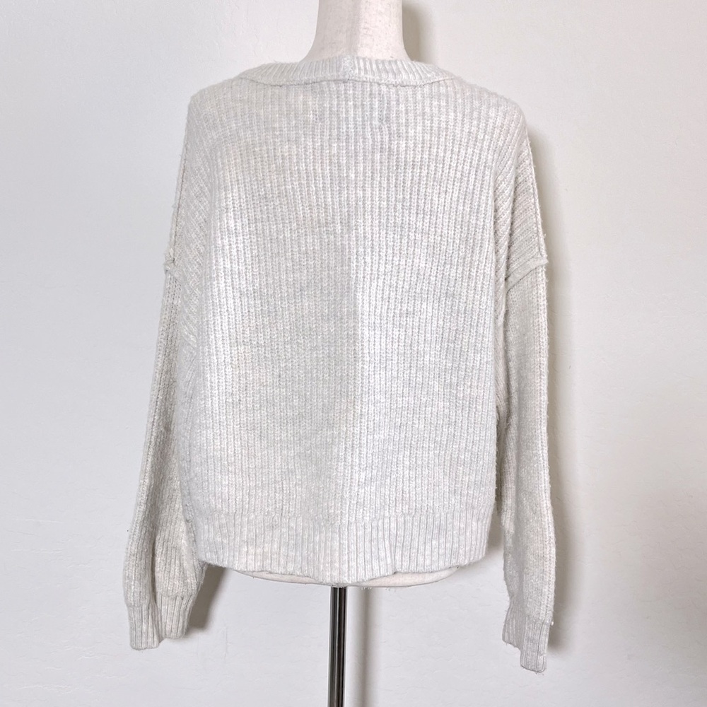 American Eagle Rib Knit Sweater Cream Sz L - Picture 3 of 8